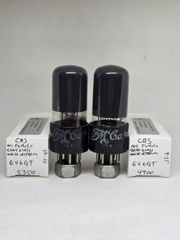 CBS Made For FoMoCo 6V6GT Gray Glass Well Matched (8.4%) Pair NOS 6V6 image 1