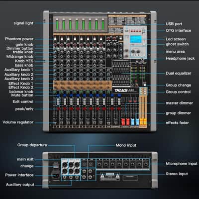 TKLBLS LA60 Professional Audio Mixer, 16 Channel Sound Board Mixing Console, Dual DSP image 9