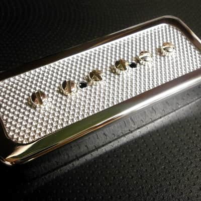FOIL P90 soap bar Pickups SET SILVER / CHROME cover Bridge And Neck Fits Gibson SG LP Junior Q image 9