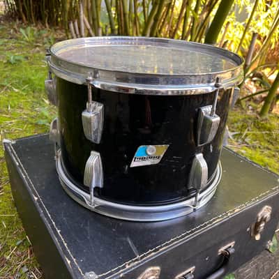 Vintage 70's Ludwig Blue Olive 8x13 Rack Tom 3 Ply with Re-Rings Black Cortex image 1