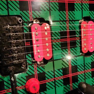 Yamaha Blues Saraceno signature SUPER RARE mid-90s Japan Green Red Plaid Limited Electric Guitar Poison image 6