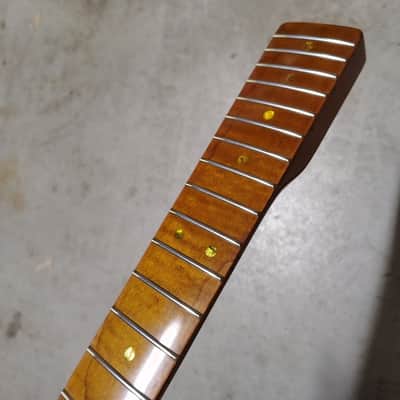 Flame Roasted Maple Tele Neck fits fender Telecaster body 21 frets 50s Gloss image 4