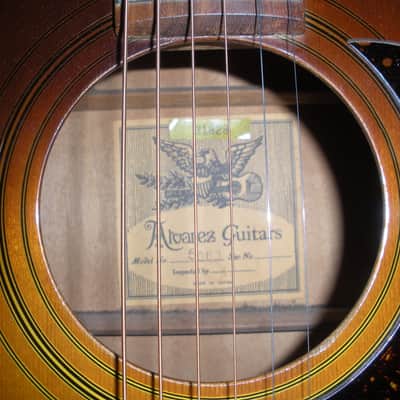 Alvarez 5063 70s rare solid top Japan rare color sound flamed back mountain tone image 4