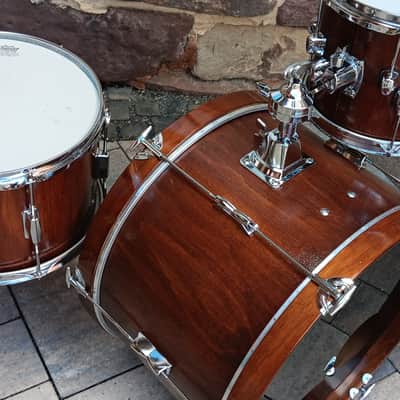 Vintage Refurbished Tromsa Beech Shell Jazz Drumset 20" 10" 13" Frankenstein Custom 70er Jahre - Natur Braun Walnuss image 11