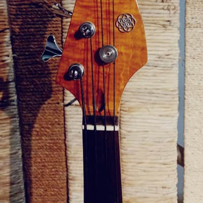 -PeaceQ- Custom Acoustic Electric Bass, 2 piezo + Bartolini HB, Sunburst -2023- image 9