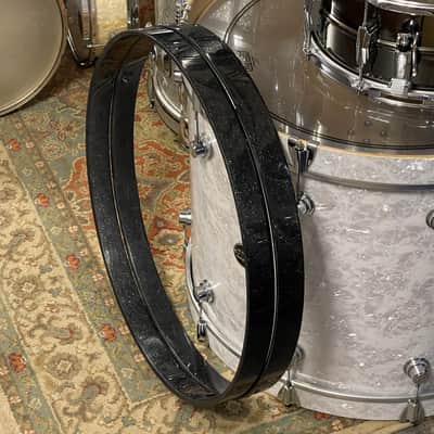 (2) Yamaha 22" Birch Custom Absolute Bass Drum Hoops Black Sparkle Rims image 1