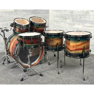DW Collectors SonicPly 6pc Drum Set Royal Blue Burst Padauk w/Black Hw image 3