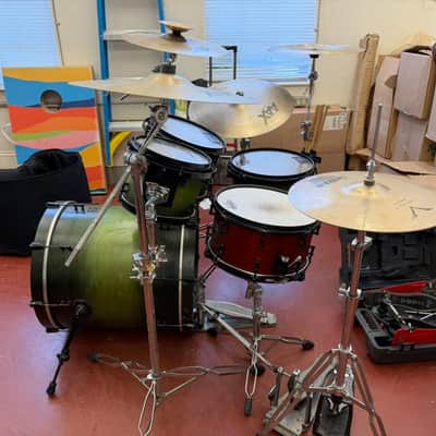 Truth Custom Drums Truth Custom Drum Kit, Sabian Vault and AA/AAX Cymbals, Tama Speed Cobra Pedals Unknown - Dark Green Burst image 6