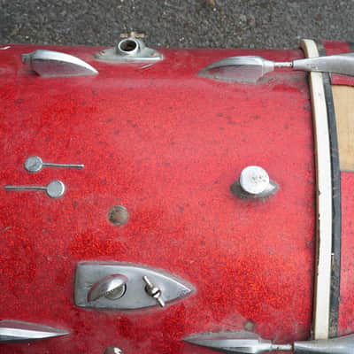 Sonor Vintage Teardrop Era 20" Bass Kick Drum, Western Germany 1960s - Red Sparkle image 2