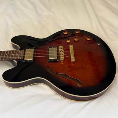 Vintage 1998 Epiphone Dot Deluxe - Made in Korea (MIK) - Cinnamon Burst (VSB) - Free Pro Setup image 5
