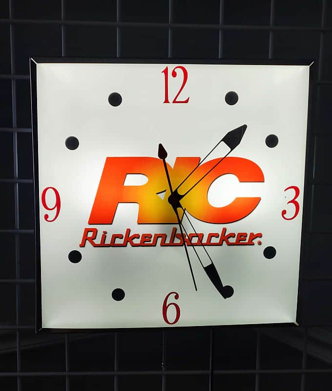 Rickenbacker Guitars & Amplifiers Pam Dealer Style Light-Up Clock Killer Cool Man Cave/Garage Item image 1