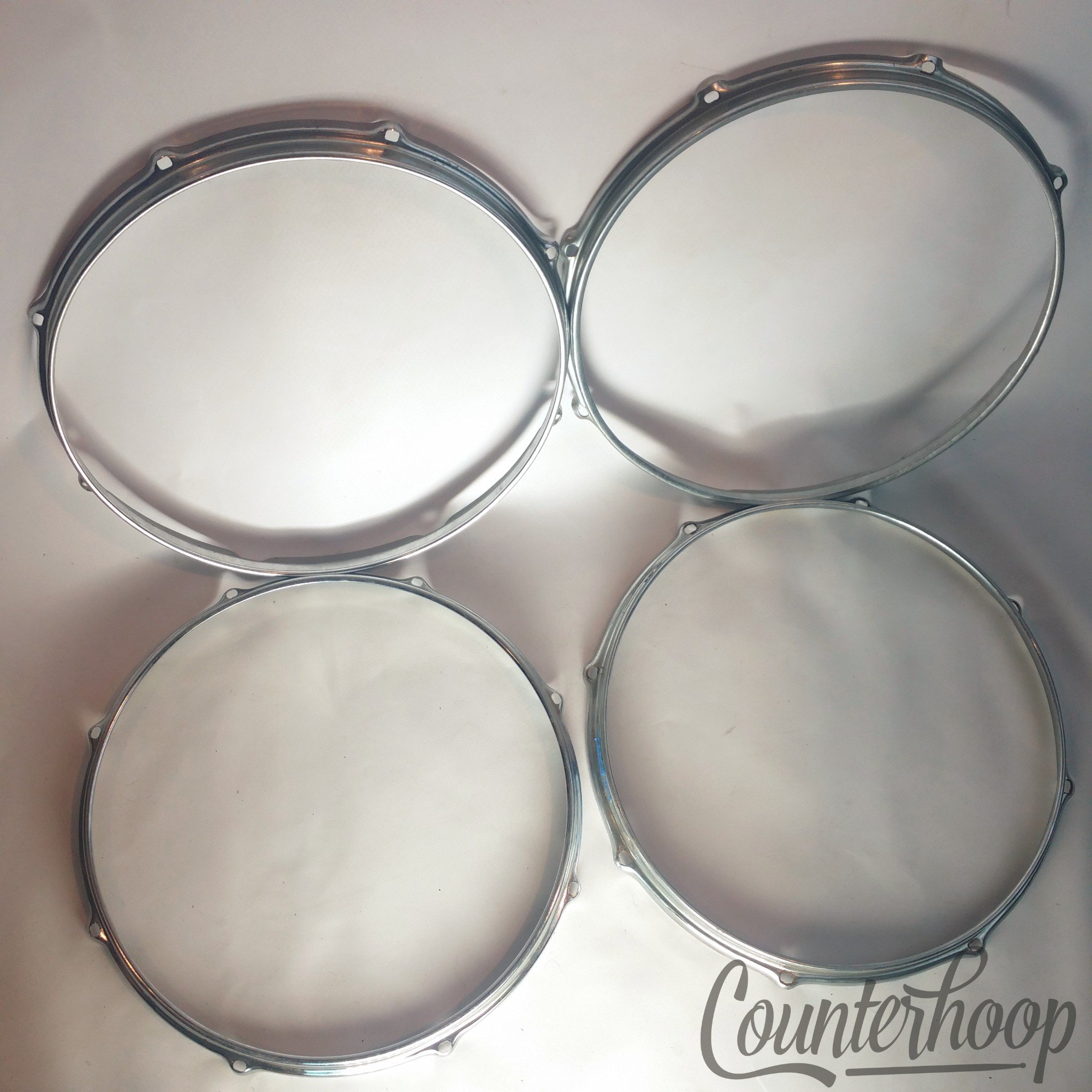 Pearl 4x 14" Snare/Tom Drum Rims/Hoops Triple Flange Chrome 8-Hole Stick-Saver* — main photograph
