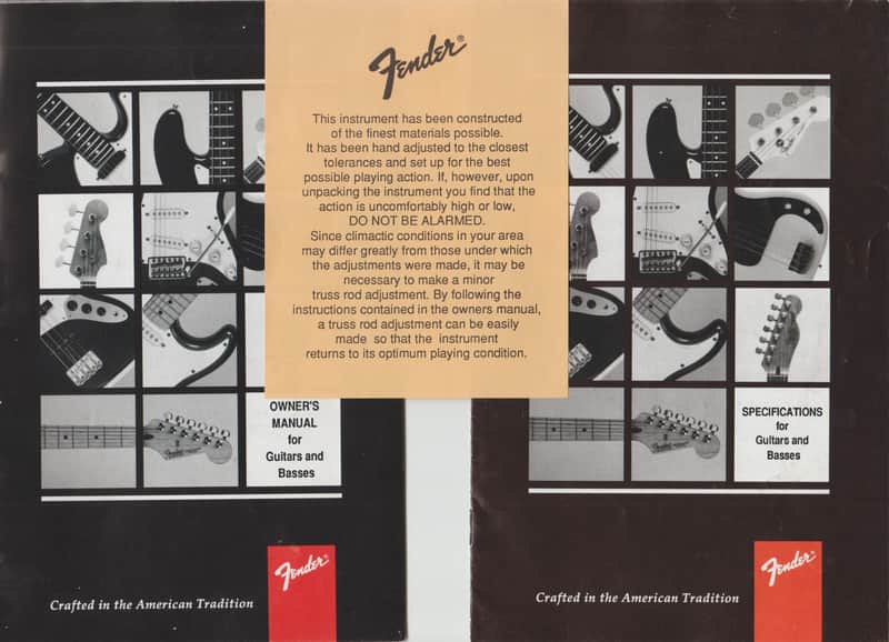 Fender Owner’s Manual and Specifications for Guitars and Basses 1994 image 1