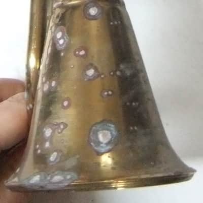 RARE, VINTAGE/ANTIQUE BRASS CAR HORN WITH RUBBER HOOTER/BULB, WORKING AND WORN - WoW ! image 3