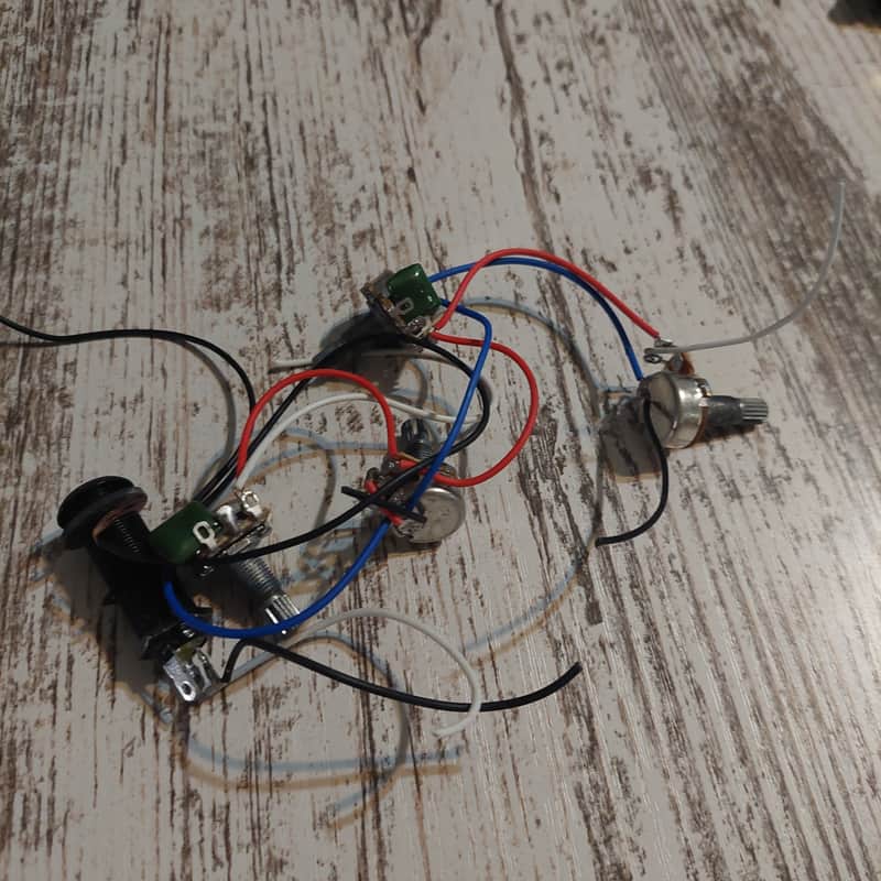 Rogue Passive Bass Electronics Wiring Harness 2 Volume/2 Tone Barrel Output Jack image 1