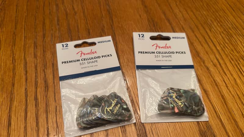 Fender Medium Celluloid Picks - Abalone - 198-0357-857 - 2 Pack Lot (24 Picks) - Made in USA - 2019 image 1