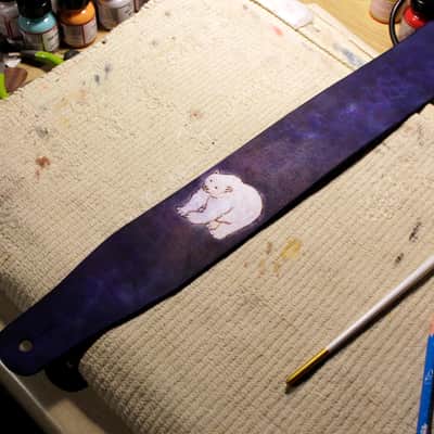 burnyblack custom guitar strap - polar bear navy blue image 2