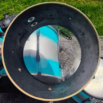 90's-00's Premier Teal/Silver Duco 6PC Drum Set image 16