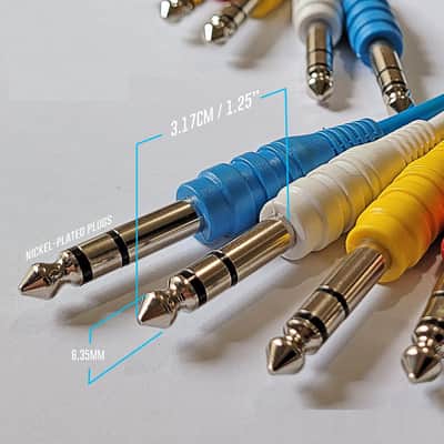 1/4 (6.35mm) TRS to 1/4 (6.35mm) TRS Multi-Color Balanced Stereo Patch Cables 6-Pack Outboard Gear & Patchbay Studio Cables (5ft) image 2