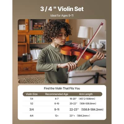 Violin 3/4 Size for Adults, Violin Fiddle Set for Beginners Student with Hard Case, Rosin, Bow, Shoulder Rest,Bridge,Tuner and Extra Strings,Solidwood Professional Musical Instruments-DB-D0102X36TVY image 10