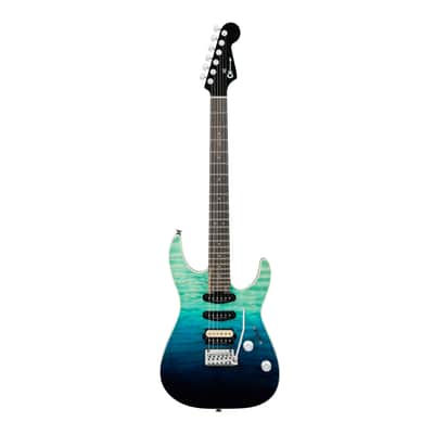 Charvel Pro-Mod Plus Dinky DK24 HSS 2PT EB QM with Ebony Fingerboard (Blue Curaçao) image 1