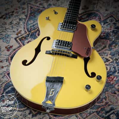 Gretsch G6118T 120th Anniversary Model Bamboo Yellow over Copper image 10
