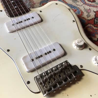 Made to Order - FRANCHIN Neptune guitar Racing Stripe Relic Aged 100% Nitro Lacquer (Sunburst/ Black/ White/ Blue/ Green/ Yellow/ Red/ Pink/ Burgundy/ Purple/ Gold/ Silver, etc.) Offset Jazzmaster Style Made in Italy image 6