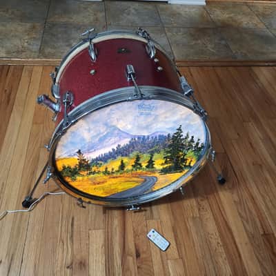 Majestic MIJ Bass drum/lamp 60's  - Red sparkle image 4