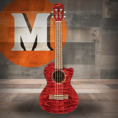 Lanikai Quilted Maple Red Stain Tenor Cutaway A/E Ukulele w/ Kula Preamp (QM-RDCET) image 1