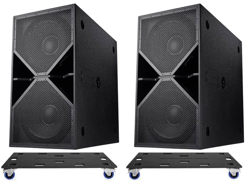 BASSBOSS ZV28-MK3 5,000W Dual 18-inch Powered Subwoofer Pair with Cart image 1