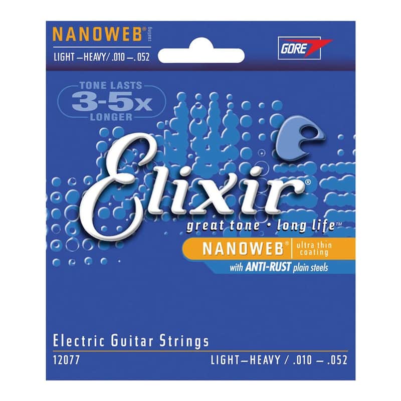 Elixir 12077 Nanoweb Nickel Plated Steel Electric Guitar Strings - Light Top/Heavy Bottom (10-52) image 1