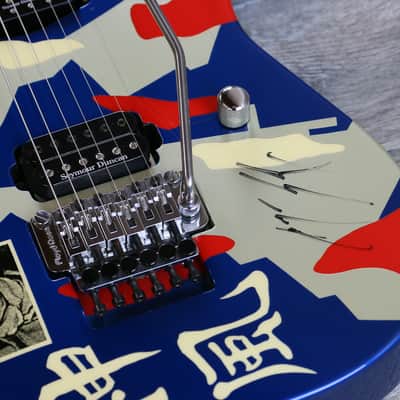 Vintage Signed Twice! ESP Kamikaze II George Lynch Signature 1988 Blue Camo + OHSC image 8