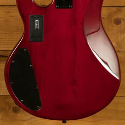 Sterling RAY34HHSM StingRay HH Bass - Spalted Blood Orange Burst image 4