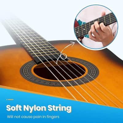 38” Acoustic Classical Guitar for Beginners Kit -  Nylon Strings and Accessories Full Bundle image 3