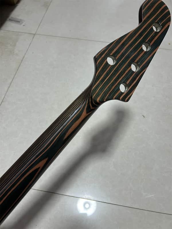 5 String Jazz Bass Style Zebra Wood Neckm 20 Frets Fingerboard image 1