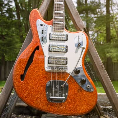 Bilt S.S. Zaftig Tangerine Flake w/3 Lollar Gold Foil Pickups, Block Inlays, & Mastery Vibrato image 1