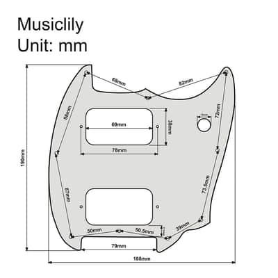 9 Holes Round Corner HH Guitar Pickguard 2 Humbuckers for Squier Bullet Series Mustang Electric Guitar, 3Ply Black image 2