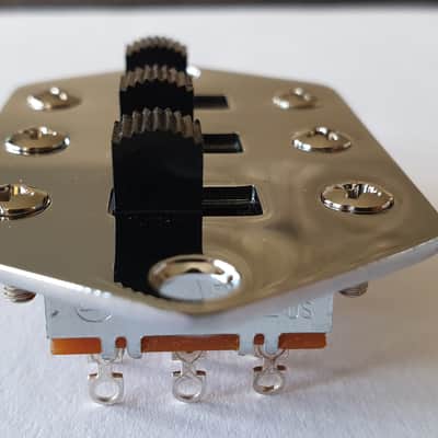 Jaguar Guitar slide switch control plate kit chrome + 3x switches and screws image 6