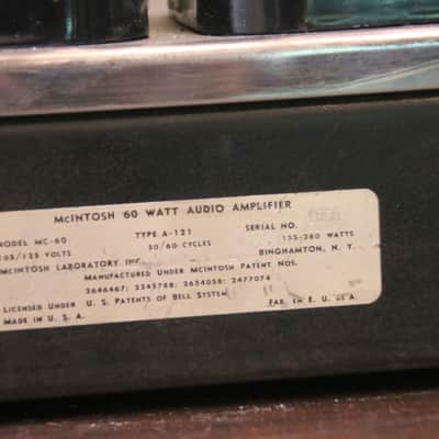 McIntosh MC60 60-Watt Mono Tube Monophonic Monoblock Power Amplifier 1955 - 1961 - Black (with extra tubes) image 10