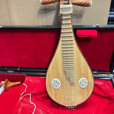 Vintage Chinese Yueqin Moon Lute 4-String w/ Case & Accessories – Traditional Folk Instrument image 1