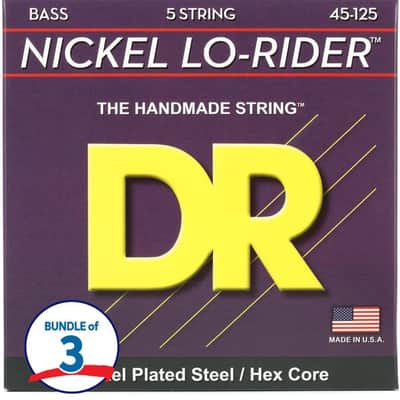 DR Strings NMH5-45 Nickel Lo-Rider Bass Guitar Strings - .045-.125 Medium (3-Pack) image 2