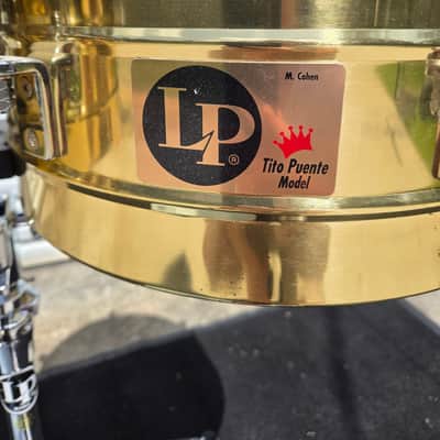 Latin Percussion Tito Puente 14" and 15" Brass Timbale Pair W/ Stand (C020-4) image 2