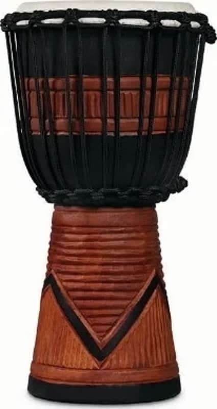 WORLD BEAT WOOD ART SM DJEMBE, BLK W BRN image 1