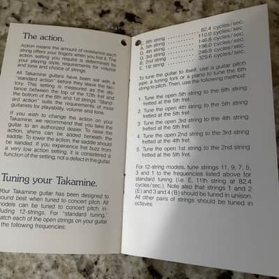 Takamine Owners Manual Hang Tag Nice New Old Stock 1978 EF F132s 360 400 340 image 7