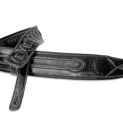 Walker and Williams C-34 Black Double Padded Premium Leather Guitar Strap image 2