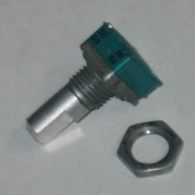 used (is fine / works fine) BOSS / ALPS potentiometer, 50 3A 03 5V, D Shaft, JAPAN, 1990s - 2010s - POT: blue, silver / NUT: gray (NO pedal, NO knob, NO other items) teal, square image 24