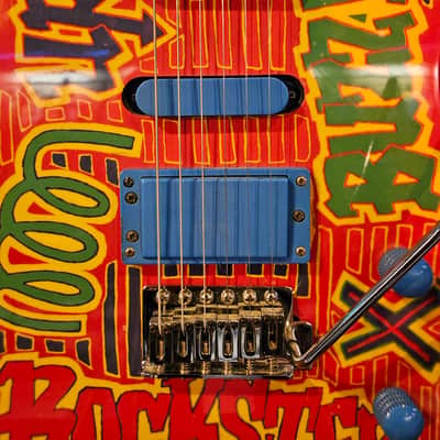 1980s Rockster Super Strat Red Graffiti Factory Graphics MIK image 8
