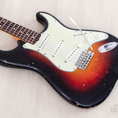 1961 Fender Stratocaster Vintage Guitar Sunburst Slab Board w/ Flame Neck, Hangtag, Strap & Case image 9