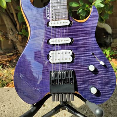 Kiesel Vader Neck-Thru 6 Saber Purple Body and Fretboard, Flamed maple image 2