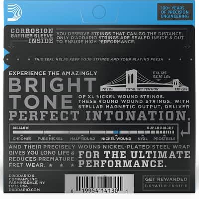 D'Addario Guitar Strings - XL Nickel Electric Guitar Strings - EXL125 - Perfect Intonation, Consistent Feel, Reliable Durability - For 6 String Guitars - 9-46 Super Light Top/Regular Bottom image 2